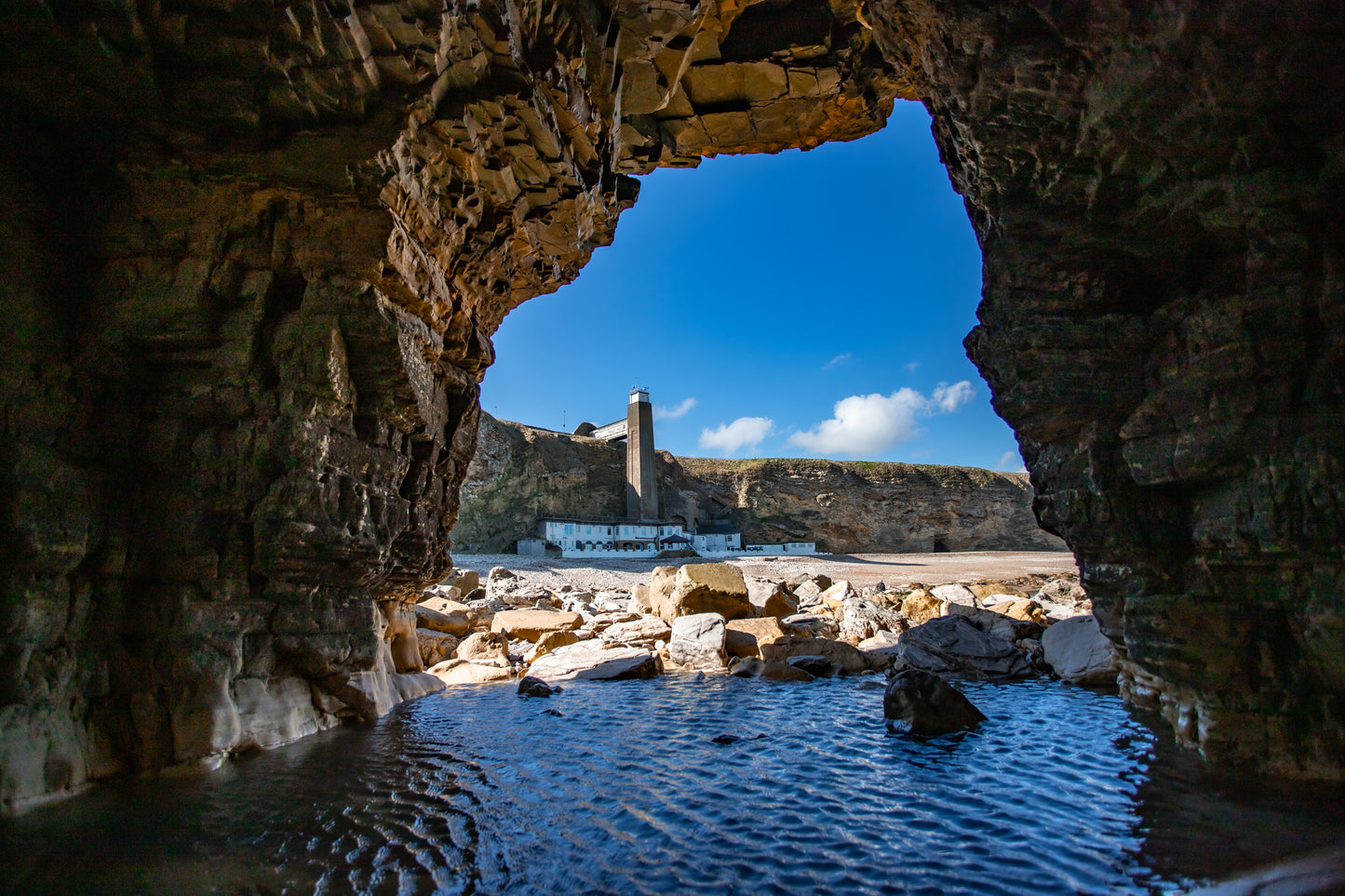 #131 Marsden grotto from inside Marsden rock landscape