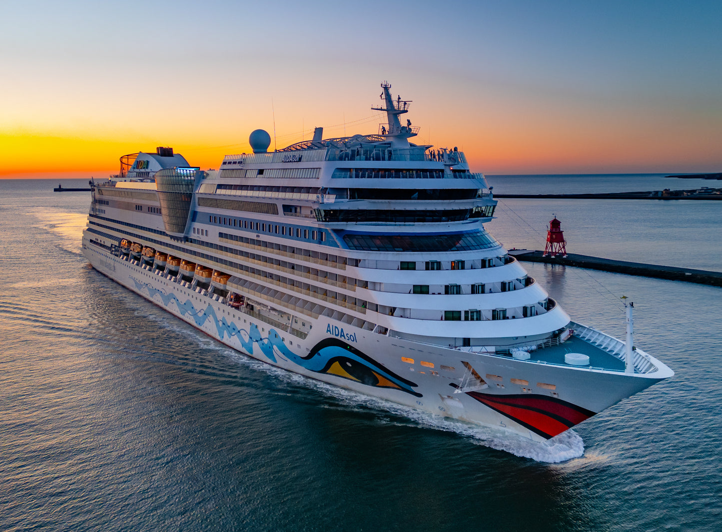#137 The AIDA sol cruise ship entering the port of tyne at sunrise