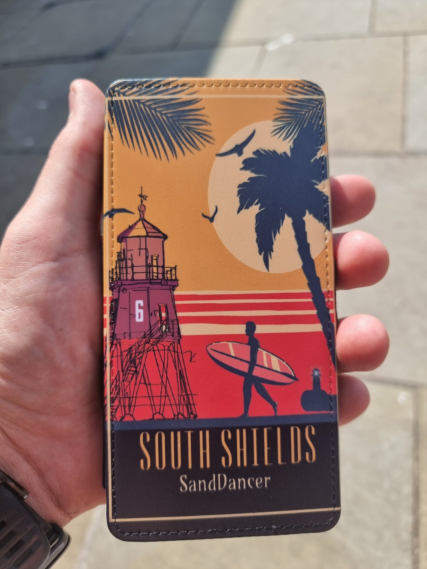 retro funk south shields leather flip phone case.