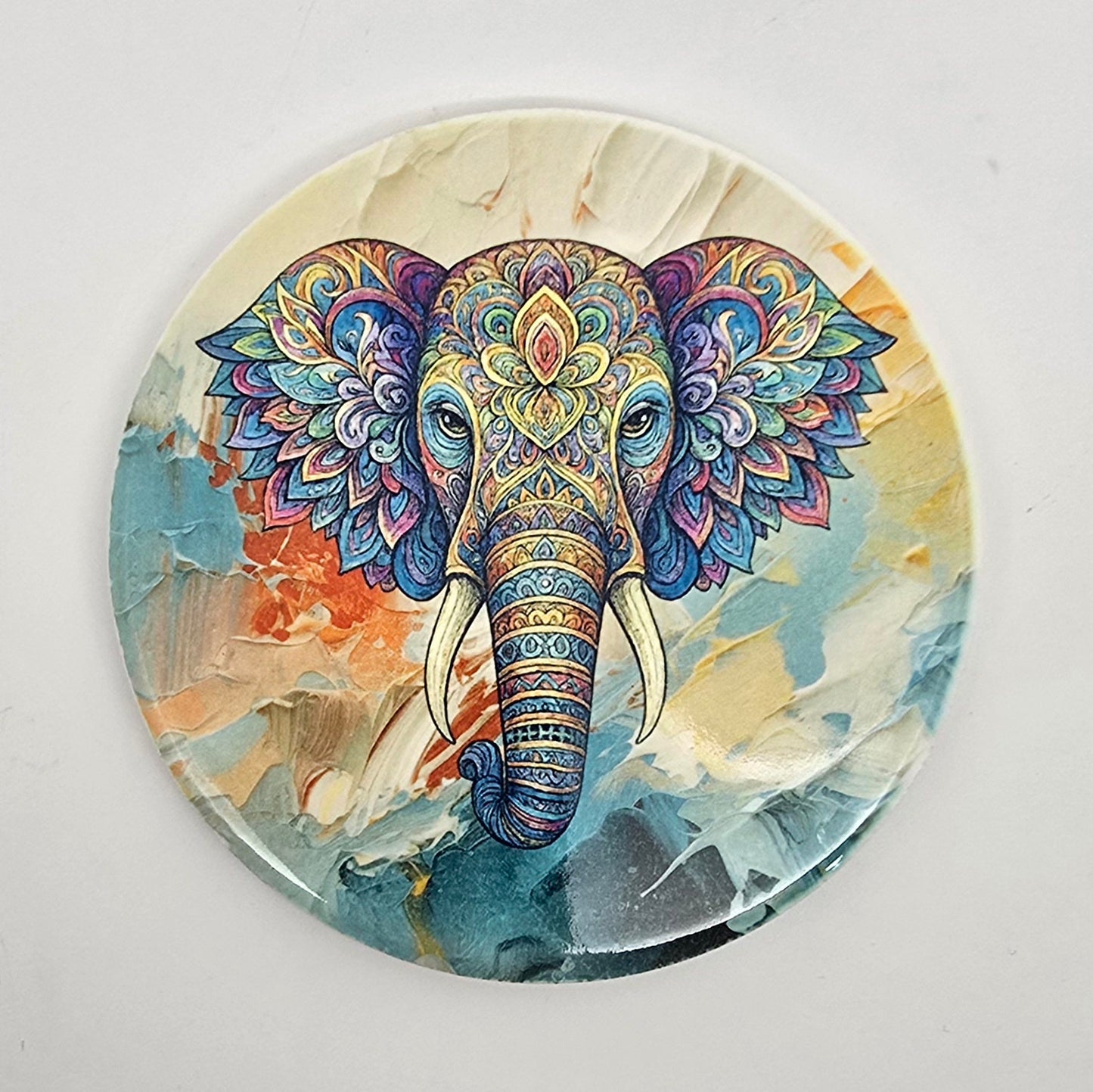 Ceramic coaster with cork bottom. 11cm circle (free delivery)