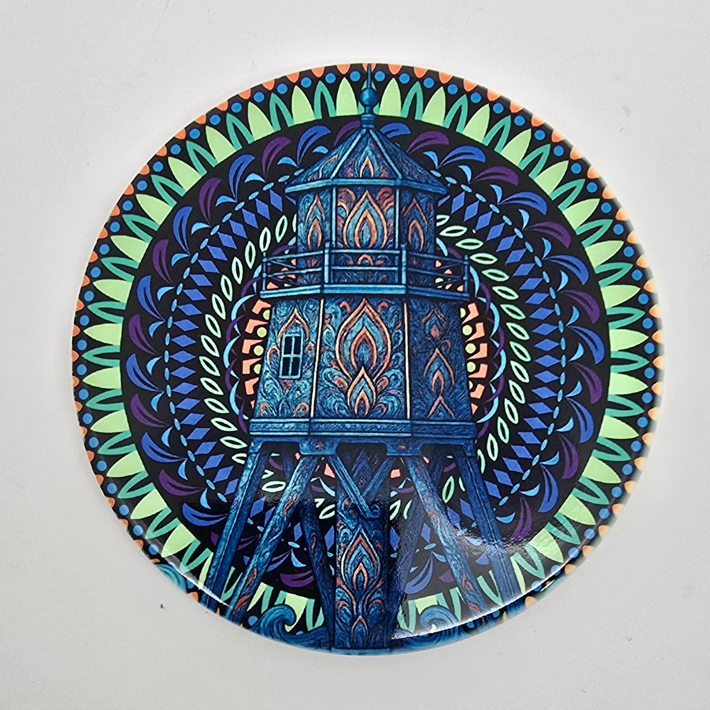 Ceramic coaster with cork bottom. 11cm circle (free delivery)