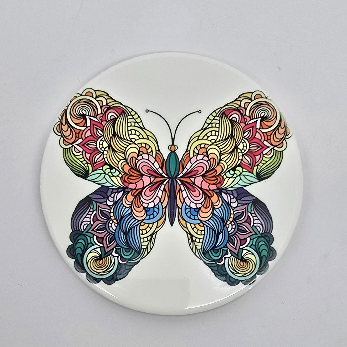 Ceramic coaster with cork bottom. 11cm circle (free delivery)