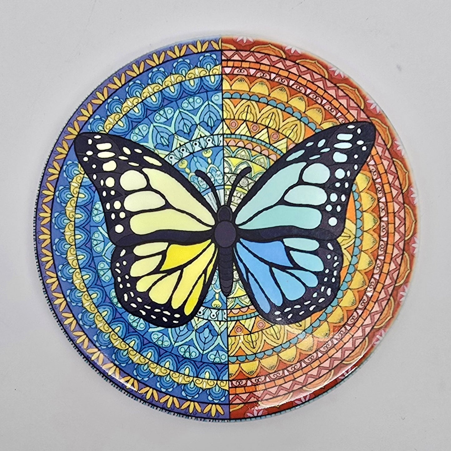 Ceramic coaster with cork bottom. 11cm circle (free delivery)