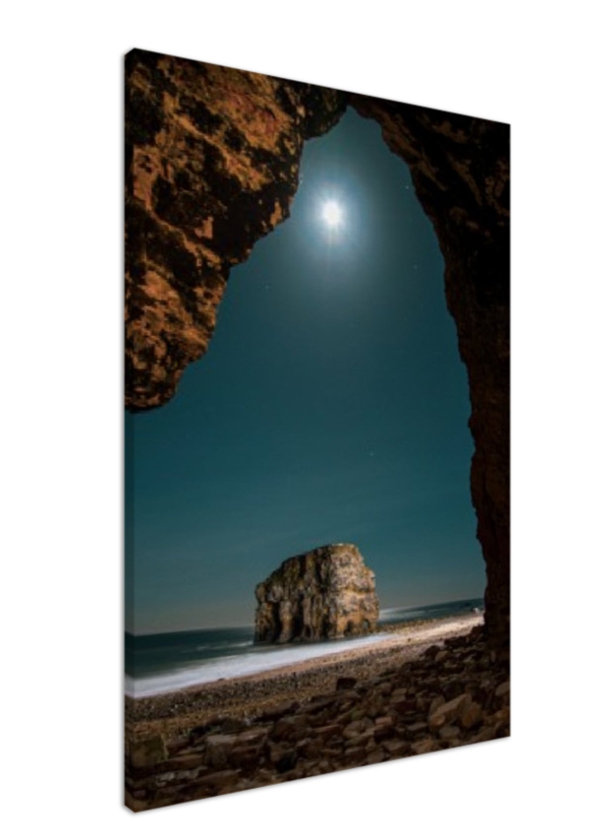 #002 Marsden rock moonrise, South shields photography