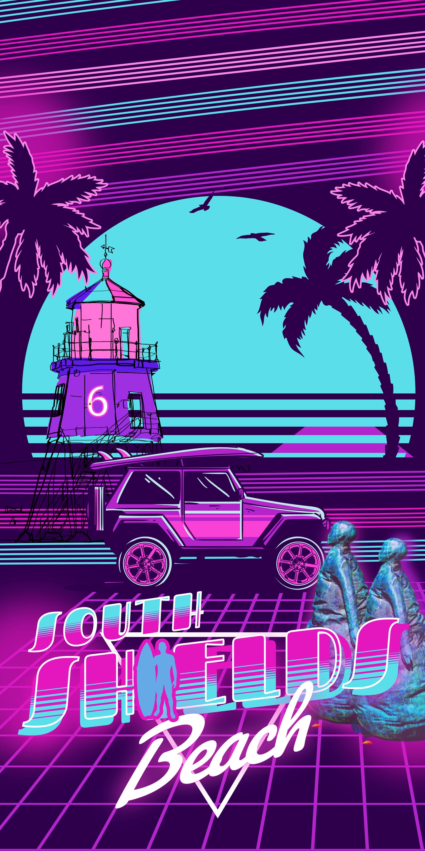 retro funk south shields flat phone case.