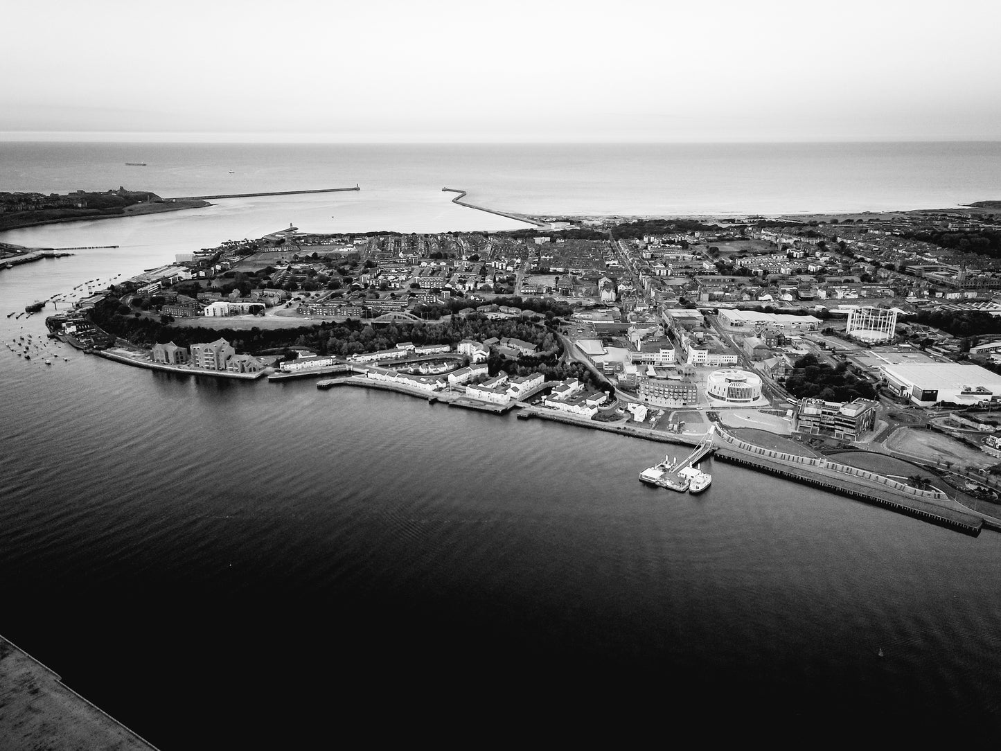 #014 aerial shot over the mouth of the Tyne