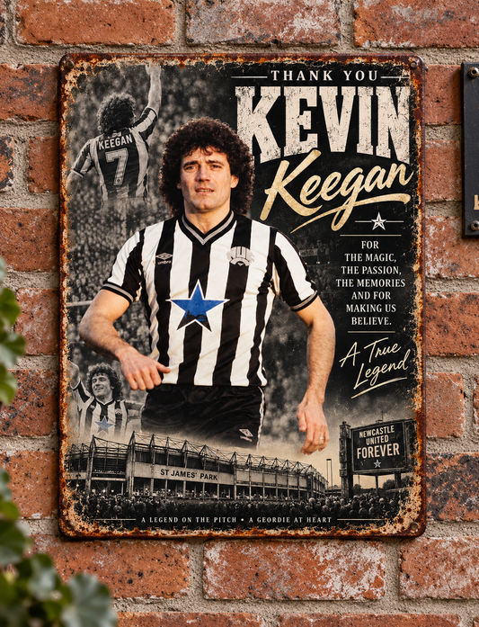 kevin keegan NUFC Newcastle united vintage looking sign 20x15cm