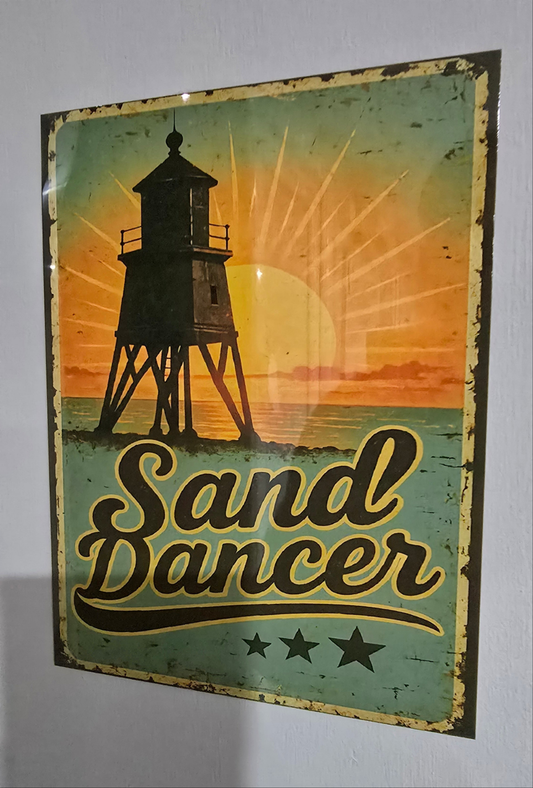 Sanddancer metal wall sign vintage 8x6"
