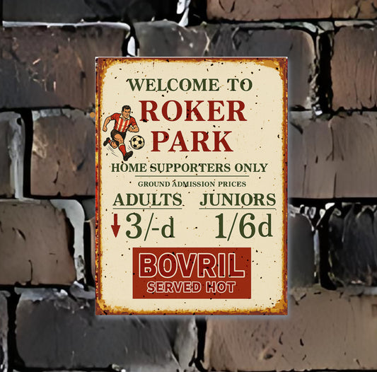 Sunderland roker park wall sign 8x6