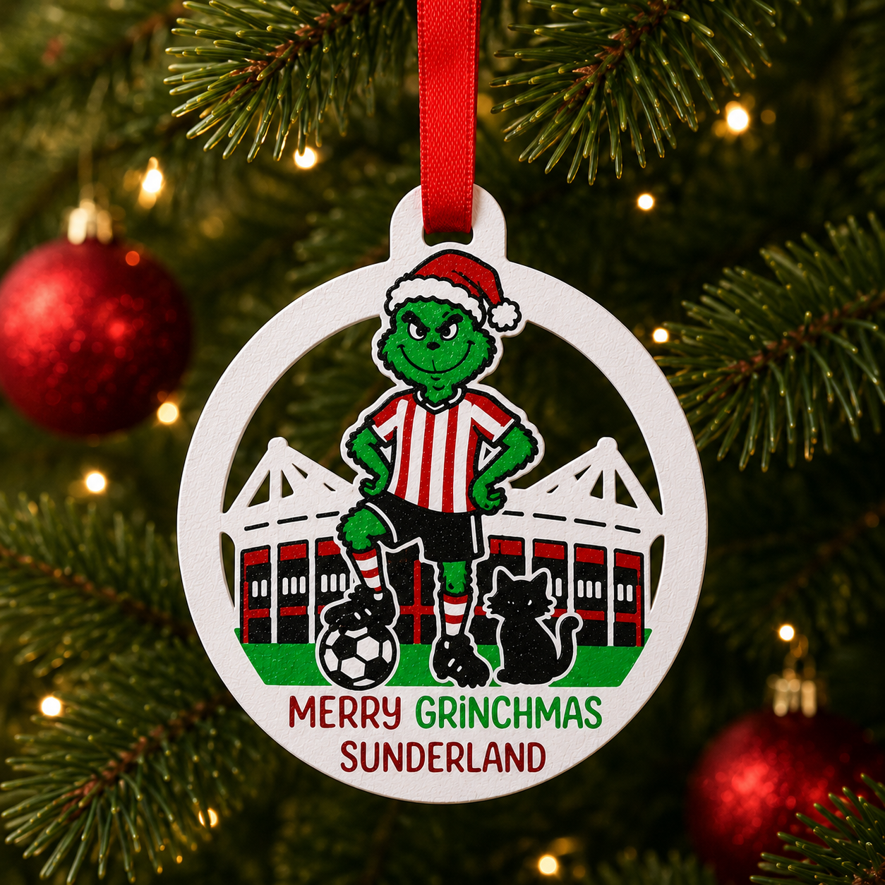 Sunderland Football Christmas Bauble | Merry Grinchmas Ornament | Grinch Inspired Christmas Decoration | SAFC Gift