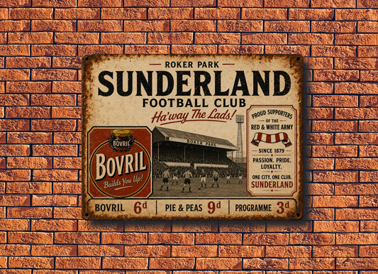 Sunderland Roker park metal vintage looking wall sign