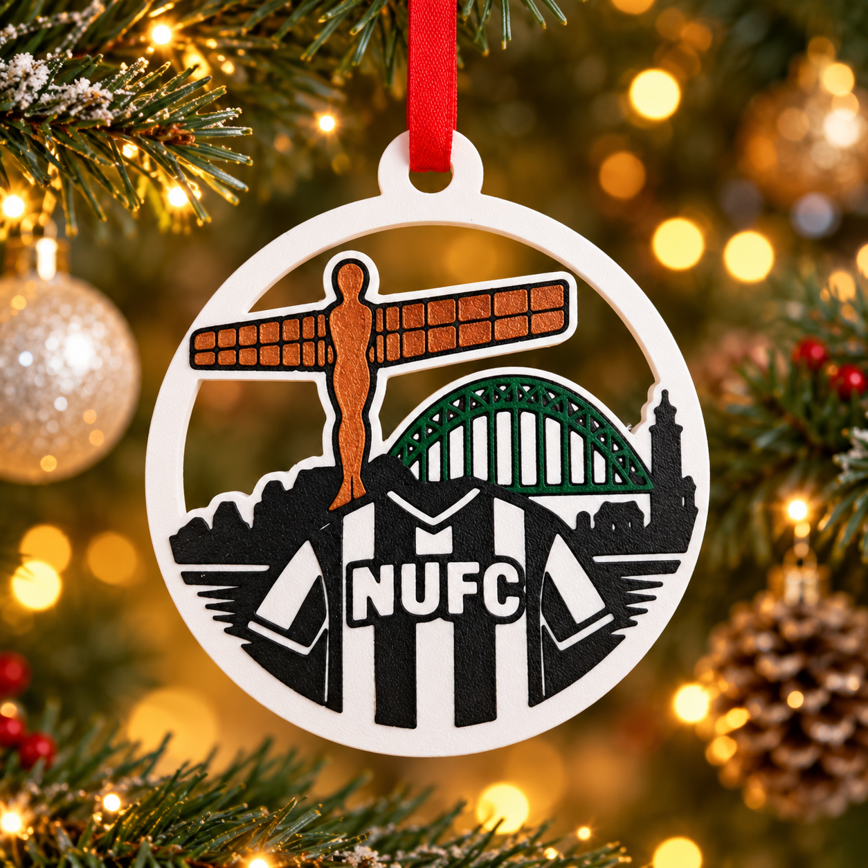 Nufc Newcastle United Angel of the North tyne bridge Christmas tree bauble